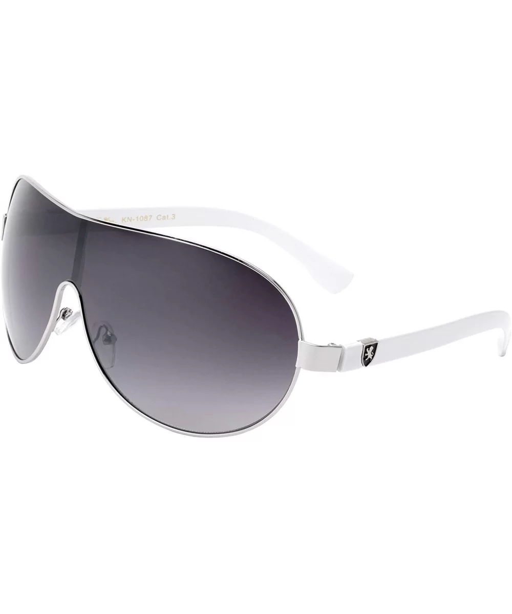 Thick Color Temple Thin Frame Curved One Piece Shield Lens Sunglasses - Black White - C3199HNTCOK $28.22 Shield