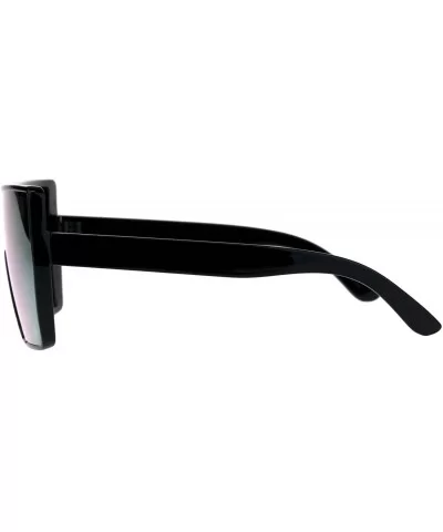 Extra Oversized Fashion Sunglasses Square Shield Frame Mirror Lens - Black (Orange Mirror) - CS18EE82DH0 $16.13 Shield