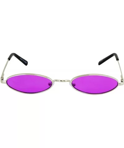 Small Tiny Oval Vintage Sunglasses for Women Metal Frames Designer Gothic Glasses - Purple and Yellow - CL18UDCDAHH $21.76 Oval