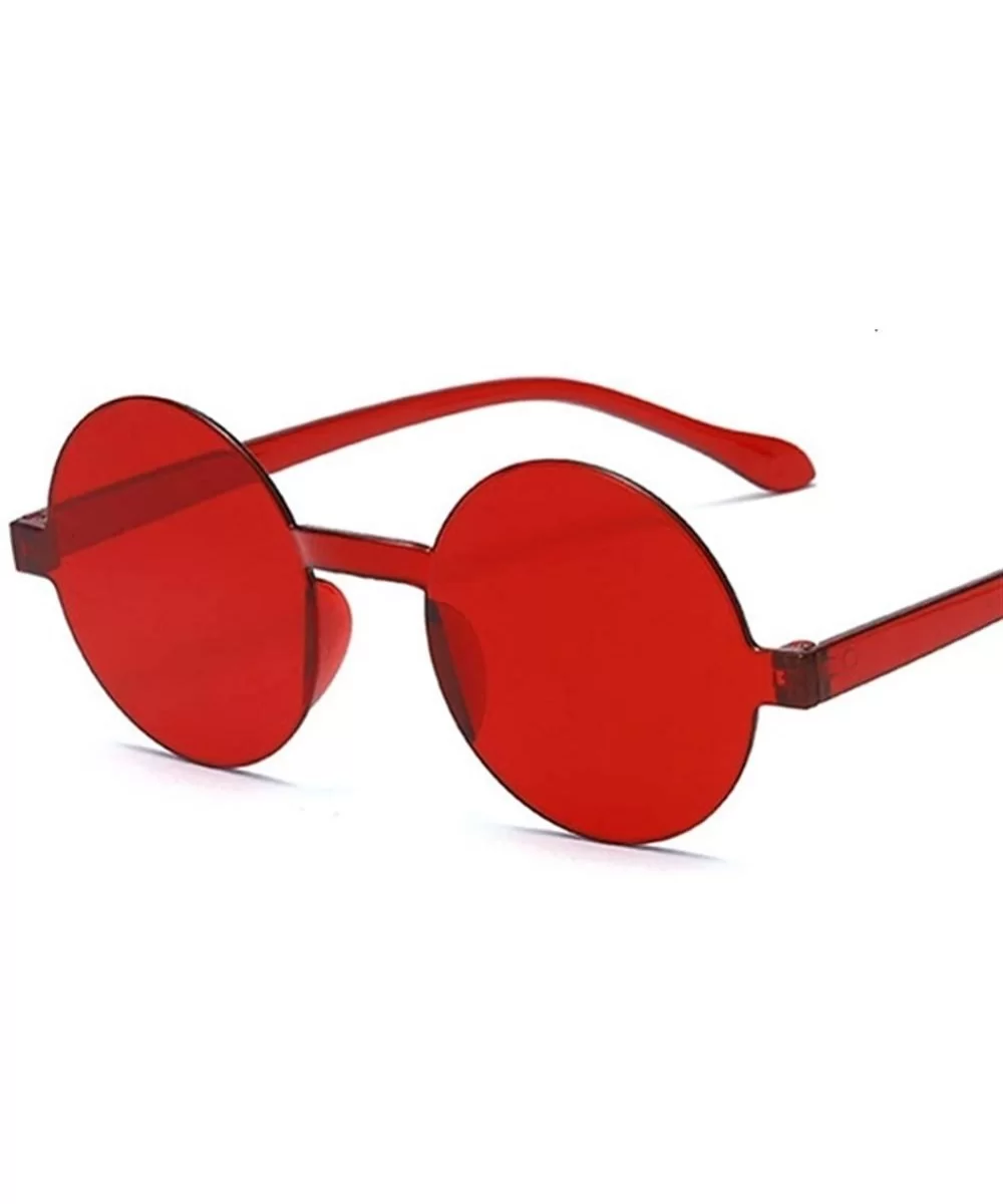 Round Frame Sunglasses Women Retro Black Yellow Sun Glasses Female Outdoor Driving - Red - CV198Y24AOG $12.84 Round