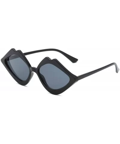 Fashion Lips Frame Oversized Plastic Lenses Sunglasses for Women UV400 - Gray - C518NS82KRZ $11.31 Rectangular