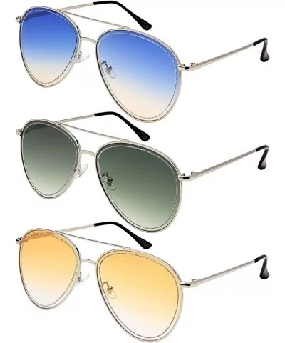 Flat Top XL Aviator Sunglasses for Men Women Pilot Sunglass Top Gun 5152 - CU18M63EHYU $12.30 Oversized