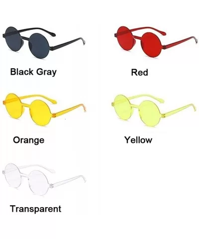 Round Frame Sunglasses Women Retro Black Yellow Sun Glasses Female Outdoor Driving - Red - CV198Y24AOG $12.84 Round