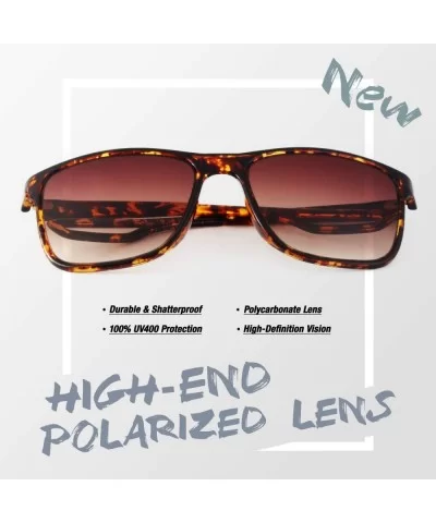 Rectangle Sunglasses For Men Women Retro Style UV400 Driving Sun Glasses - Tortoise Frame Gradient Brown Lens - CC18NO8A7YK $...