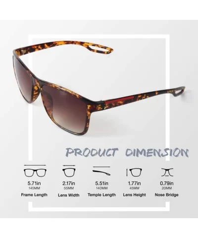 Rectangle Sunglasses For Men Women Retro Style UV400 Driving Sun Glasses - Tortoise Frame Gradient Brown Lens - CC18NO8A7YK $...