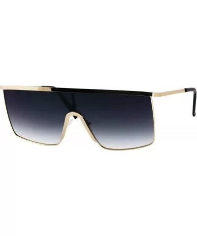 Oversized Flat Top Square VINTAGE RETRO SHIELD VISOR Style Aviator SUNGLASSES - Black/Gold - CB18DD9HQ4G $20.51 Aviator