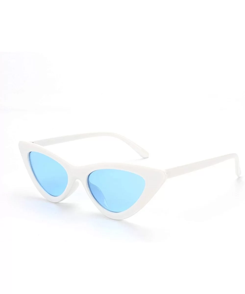 Retro Narrow Cat Eye Sunglasses Vintage Clout Goggles for women UV400 M97 - White Frame/Blue Lens - CU18NNUI73I $20.83 Cat Eye