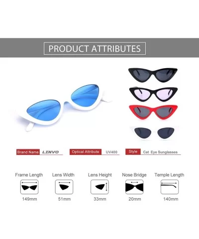 Retro Narrow Cat Eye Sunglasses Vintage Clout Goggles for women UV400 M97 - White Frame/Blue Lens - CU18NNUI73I $20.83 Cat Eye