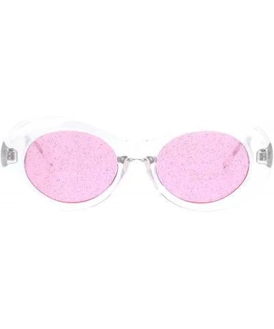 Glitter Lens Sunglasses Glasses Womens Vintage Oval Translucent Frames - Clear (Pink) - CO18QA6786X $14.07 Oval