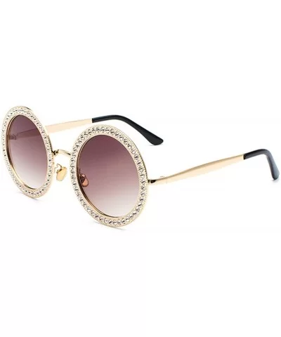 New Women's Oversized Round Siamond Sunglasses Metal Frame Polycarbonate lens Sunglasses - Gold Brownc1 - C018TUUL304 $17.74 ...