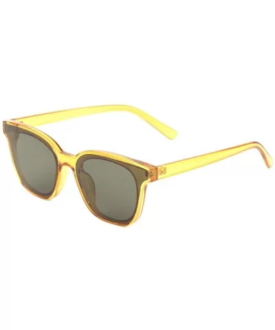 Flat Lens Cat Eye Thick Plastic Frame Sunglasses - Yellow Crystal - CP197A502OD $20.26 Cat Eye