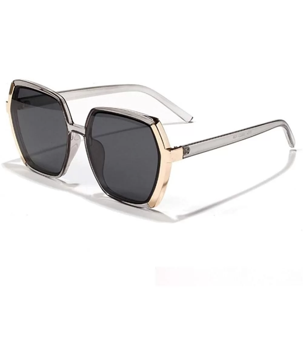 Polygon Square Oversized Sunglasses for Women Featured Frame Eyewear UV400 - C3 Grey - C2190343TSD $16.75 Oversized