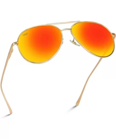 Aviator Full Silver Mirror Metal Frame Sunglasses - Gold Frame / Mirror Red Lens - C612EGNH5ZL $27.65 Oversized