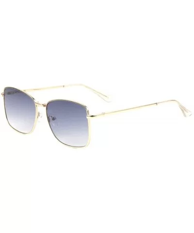 Rounded Square Butterfly Thin Metal Frame Sunglasses - Blue - CY197A4CLQX $19.86 Square