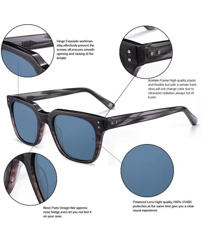Fashion Vintage Acetate Polarized Sunglasses Square With Rivet Luxury Street Style For Unisex UV Protection - CA192HTHMGW $34...