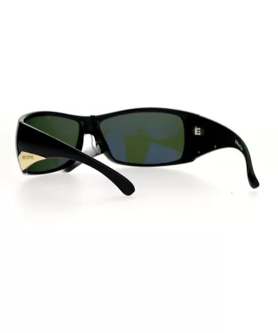 Be One Polarized Sunglasses Mens Oversized Wrap Shield Rectangular Frame - Black (Green) - C3188UD08XU $16.00 Oversized