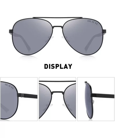 Men Sunglasses Polarized - UV 400 Protection with case Mirror Lens Classic Style - Black&silver - CS18A37K3MC $28.88 Aviator