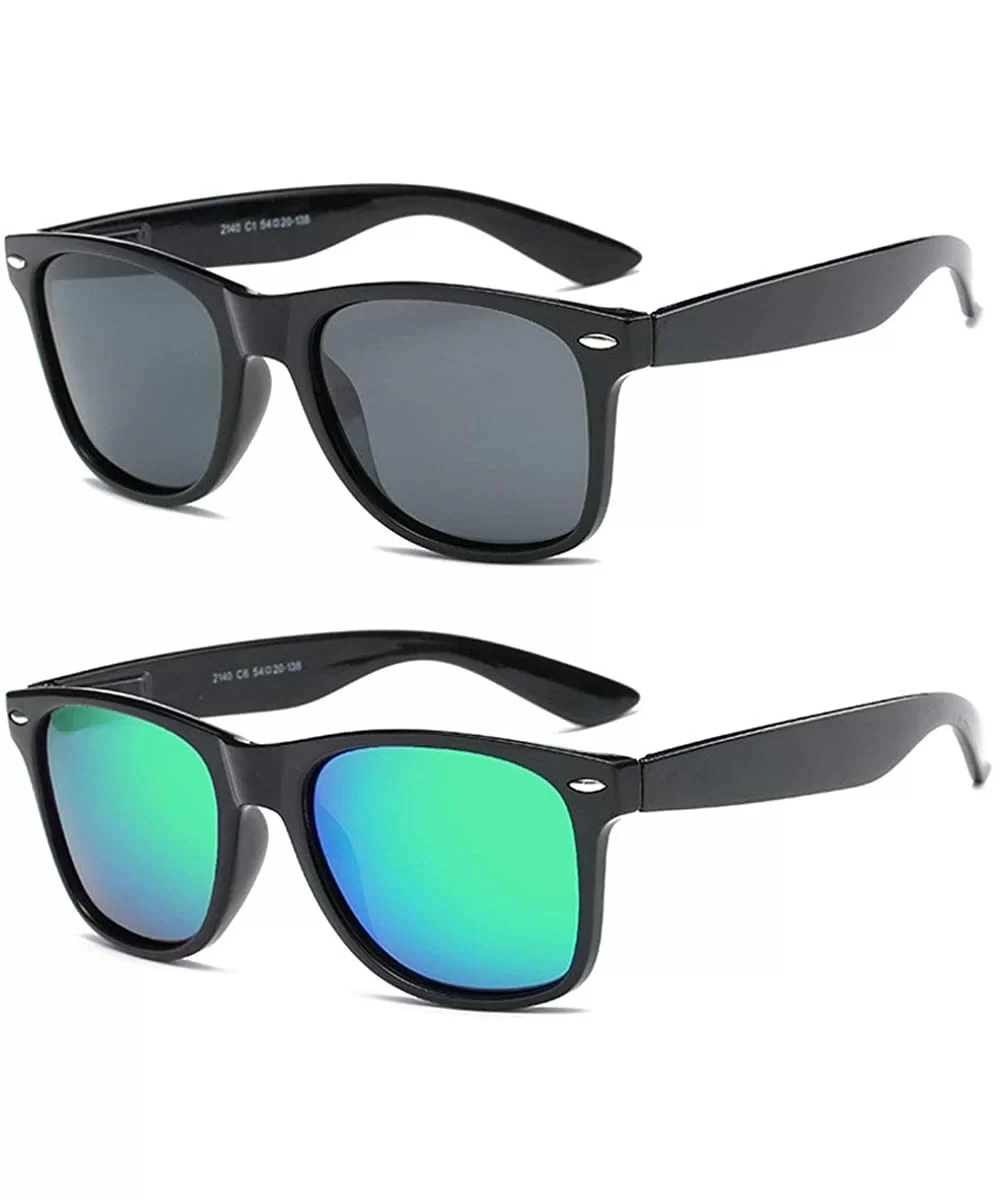 Polarized Sunglasses Protection Mirrored - Black&green - CV18UE8W63Z $21.31 Rectangular