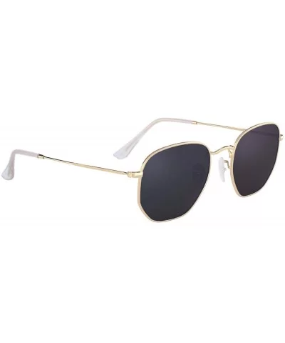 Polarized Sunglasses for Small Face-Vintage Hexagonal Trendy Sun Glasses 8048 - Gold - C8193E28TSK $11.10 Square