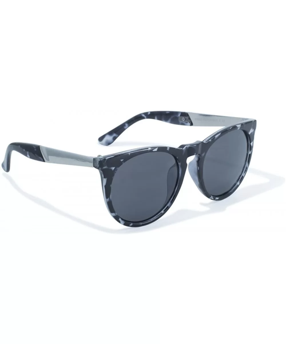 Psych-Out 2 Sunglasses Black Marbled Frames Chrome Accents Round Smoke Lens! - CX11LYCRDUZ $22.78 Round