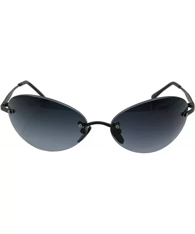 Men's Rimless Sunglasses - Matrix Morpheus NEO Type Costume Black Round Oval - Black Metal - C118Y0YGSD0 $25.23 Rimless