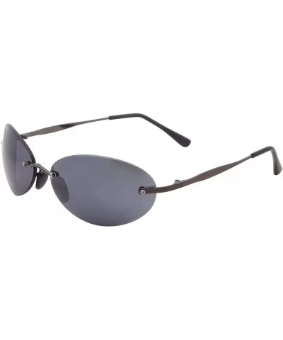 Men's Rimless Sunglasses - Matrix Morpheus NEO Type Costume Black Round Oval - Black Metal - C118Y0YGSD0 $25.23 Rimless