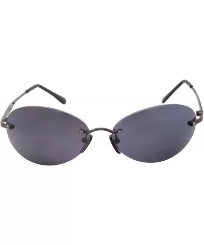 Men's Rimless Sunglasses - Matrix Morpheus NEO Type Costume Black Round Oval - Black Metal - C118Y0YGSD0 $25.23 Rimless