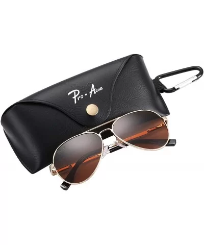 Small Polarized Aviator Sunglasses for Adult Small Face and Junior-52mm - Gold Frame/Brown Lens - CS1825RWWMT $28.05 Aviator