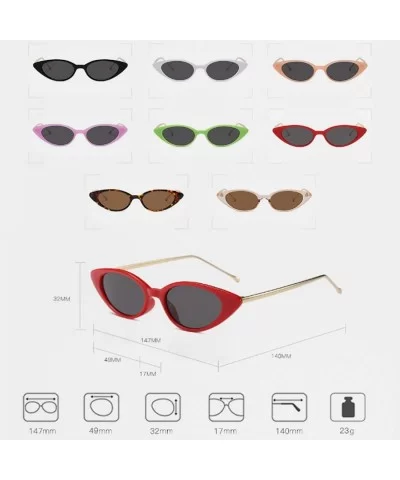 Unisex Vintage Slender Oval Sunglasses Small Metal Frame lens eyewear - Brown - CO18DW74949 $16.05 Goggle