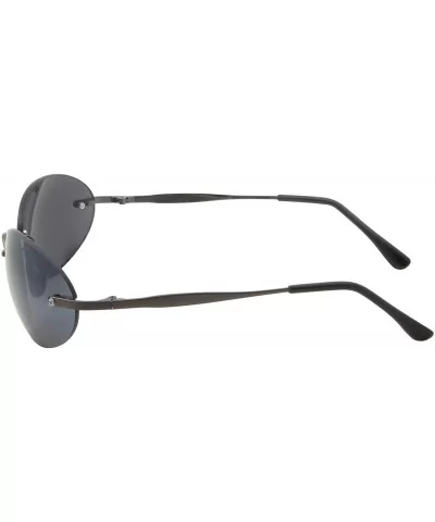 Men's Rimless Sunglasses - Matrix Morpheus NEO Type Costume Black Round Oval - Black Metal - C118Y0YGSD0 $25.23 Rimless