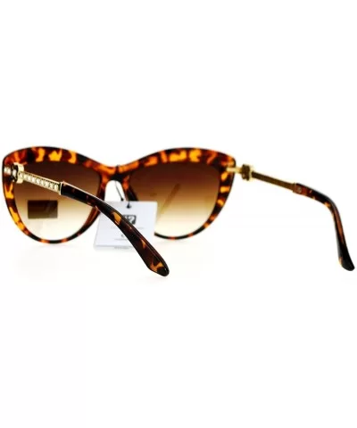 Womens Rhinestone Flower Jewel Cat Eye Sunglasses - Tortoise - CH12EO5O0BD $17.68 Cat Eye