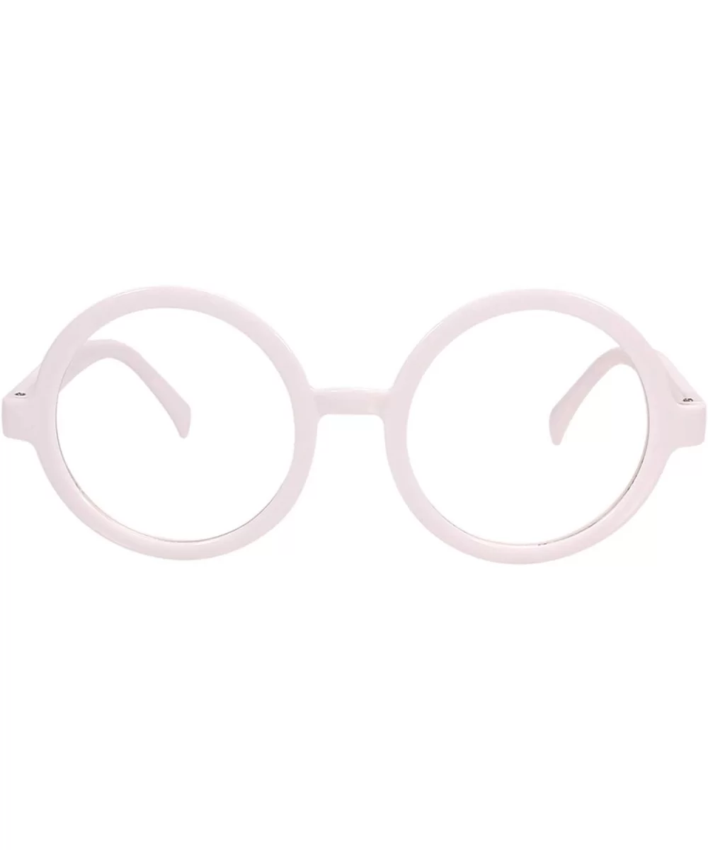 Vintage Round Glasses Frame Inspired Eyeglasses Circle Clear Lens - White - C818L9GE4Z8 $12.14 Oversized