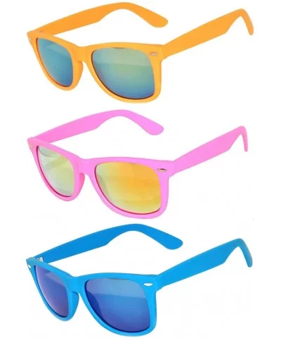 Retro Vintage Sunglasses Colorful Mirror Lens Matte Frame 3-5-6-10 Pairs. - 3_pack-orange_green_blue - CO1238YSEJZ $14.21 Rec...