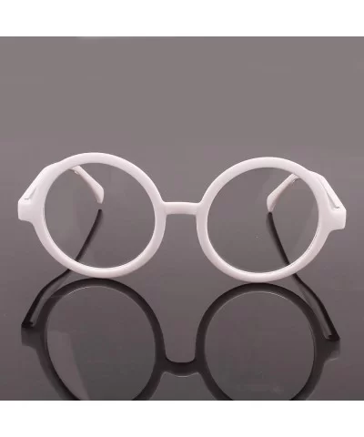 Vintage Round Glasses Frame Inspired Eyeglasses Circle Clear Lens - White - C818L9GE4Z8 $12.14 Oversized