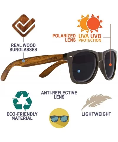 Wooden Sunglasses with Black Polarized Lens in Walnut Wood - CF12IO94CQD $44.64 Semi-rimless