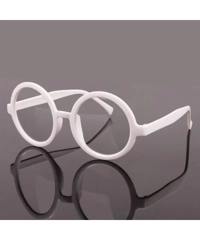 Vintage Round Glasses Frame Inspired Eyeglasses Circle Clear Lens - White - C818L9GE4Z8 $12.14 Oversized