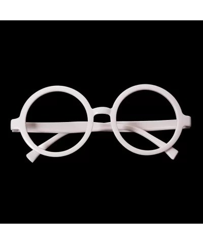 Vintage Round Glasses Frame Inspired Eyeglasses Circle Clear Lens - White - C818L9GE4Z8 $12.14 Oversized