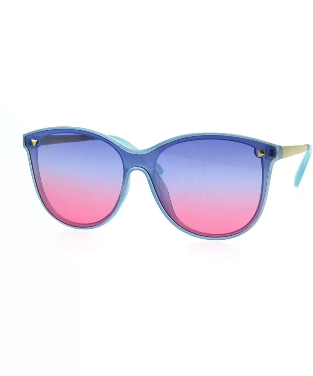 Oceanic Gradient Color Lens Shield Horn Mod Trendy Sunglasses - Blue Pink - CJ18EXKOEWR $17.75 Shield