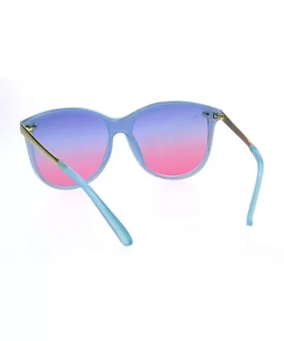 Oceanic Gradient Color Lens Shield Horn Mod Trendy Sunglasses - Blue Pink - CJ18EXKOEWR $17.75 Shield