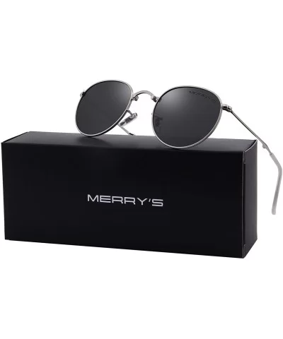 Men Retro Folded Polarized Sunglasses Women Classic Oval Sunglasses S8093 - Silver&black - CD17YG9ZAUZ $13.70 Oval
