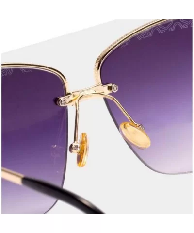 Half frame sunglasses female 2019 new sunglasses- ladies carved frameless sunglasses - F - CZ18SIWDWHH $66.93 Aviator