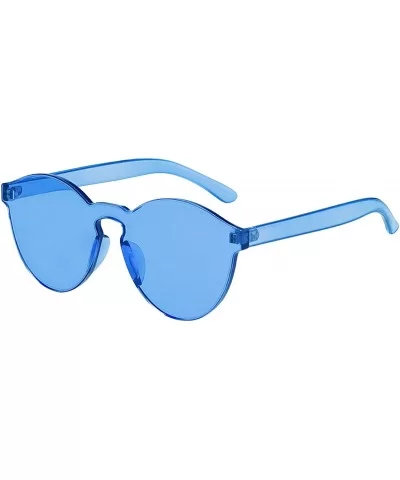 Rimless Tinted Sunglasses Transparent Candy Color Glasses - Blue - CG18Q7LQOHC $21.72 Round