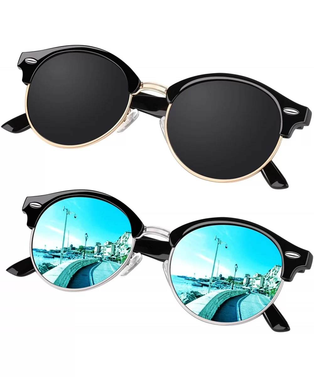 Classic Semi Rimless Half Frame Polarized Sunglasses for Men Women UV400 - C0196OH43TZ $23.03 Rimless