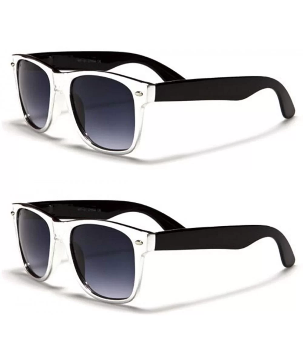 Unisex 80's Retro Classic Trendy Stylish Sunglasses for Men Women - Met - White - 2pack - C1195GKEO9O $12.77 Wayfarer