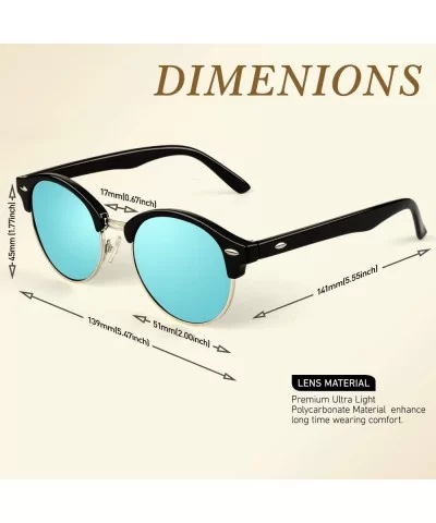 Classic Semi Rimless Half Frame Polarized Sunglasses for Men Women UV400 - C0196OH43TZ $23.03 Rimless