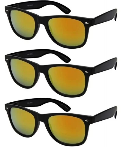 I Wear Classic Sunglasses Mirrroed Protection - (3 Pack) - Black Frame & Red Mirrored Lens - CR18Z9WZXN0 $12.43 Aviator