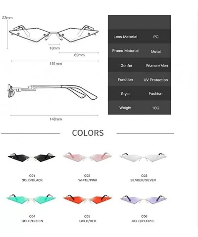 New 2020 Fashion Cat eye Sunglasses Women Rimless Wave Sun Glasses Eyewear Luxury Trending Narrow Sunglasses - C0198G8A6AZ $3...