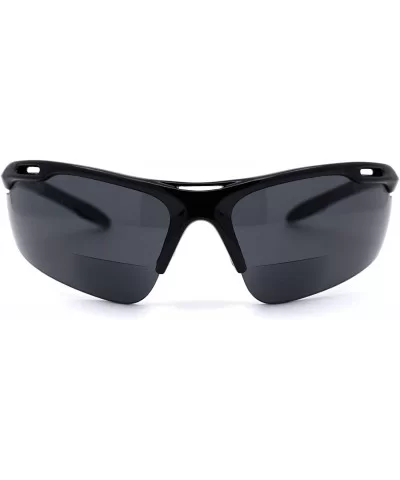 Mens Plastic Baseball Half Rim Sport Style Bi-focal Reader Sunglasses - All Black - CZ1962XD47K $20.41 Sport