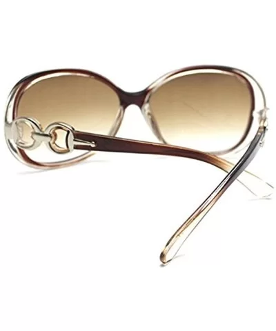 1pcs Fashion Sunglasses Women's Large Frame Goggles Portable Beach Eyewear UV Protection (Khaki) - C018H84HUEH $11.08 Goggle