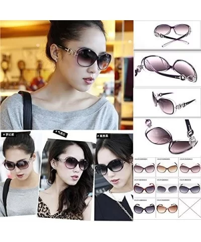 1pcs Fashion Sunglasses Women's Large Frame Goggles Portable Beach Eyewear UV Protection (Khaki) - C018H84HUEH $11.08 Goggle